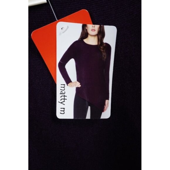 MATTY M Women's Sweater Plum Purple Soft Crew Neck Asymmetrical Medium - Picture 4 of 6